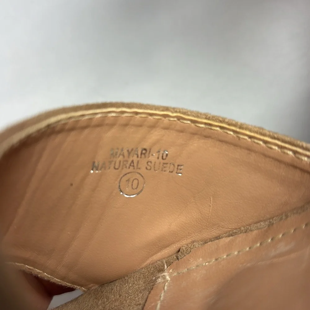 Mayari Tan Wedge Sandals Natural Suede